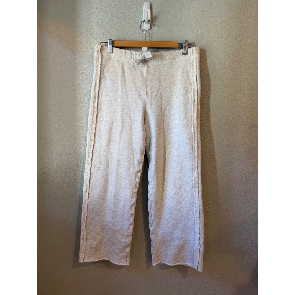 Frank & Eileen Sweatpants Women Sm Gray Wide Leg Raw Hem Minimalist Relaxed
